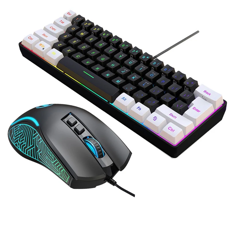 Gaming Keyboard Mouse Combo - Tastatur und Maus 60% Computer-Gaming-Kombi-Set PC