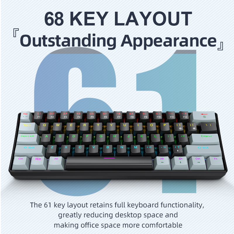 Gaming Keyboard Half - APAYADO K61 Mini-Mechanische Tastatur, verkabelt, 61