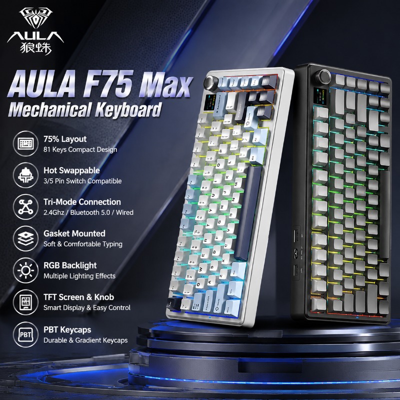 Gaming Keyboard No Rgb - AULA F75 Max Mechanische Tastatur 75%